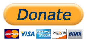 Donate button and logos for MasterCard, Visa, American Express, Discover, Bank.