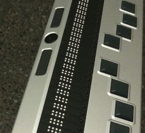 A braille reader keyboard close up