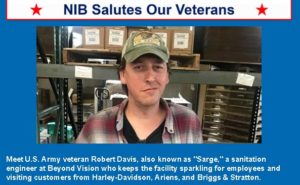 Meet U.S. Army #veteran Robert “Sarge” Davis, Sanitation Engineer at Beyond Vision who keeps our facility sparkling for our employees and visiting customers from Harley-Davidson, Ariens, and Briggs & Stratton