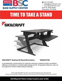 Front of a flyer selling the sit-stand desk