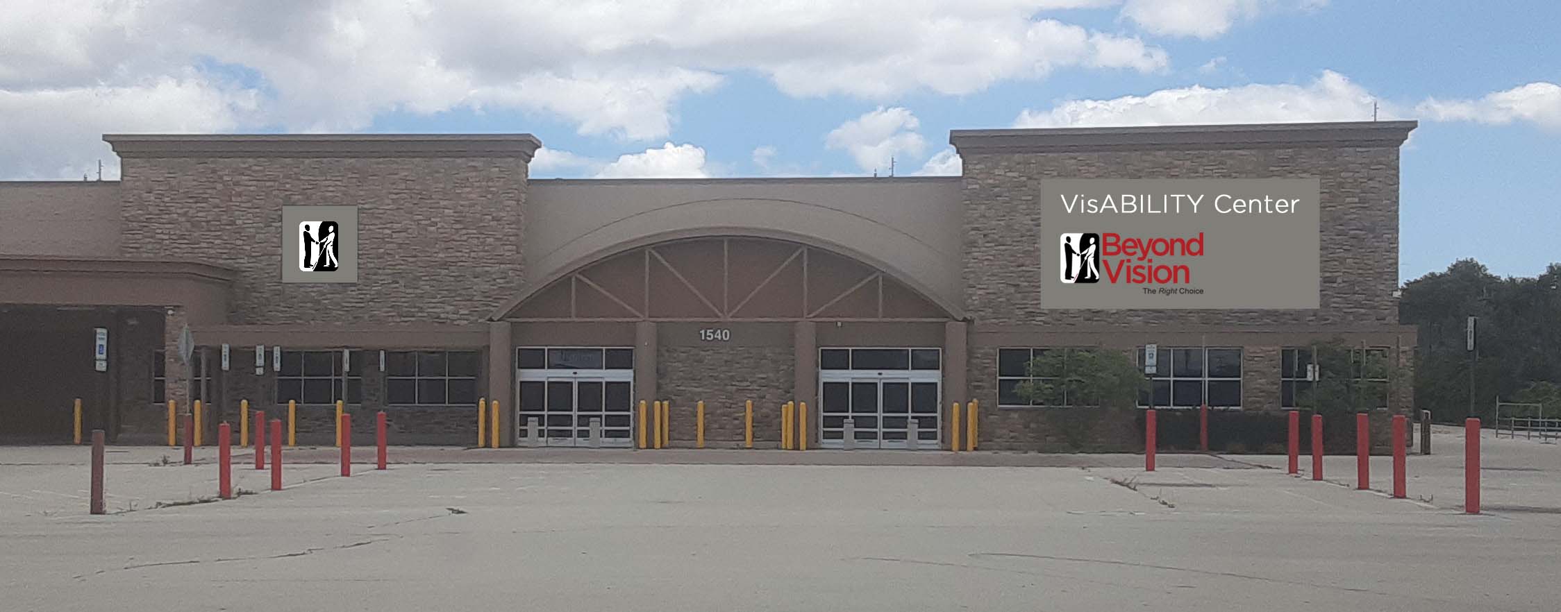 the front of the former Sam's Club with Beyond Vision logos photoshopped onto it