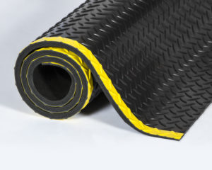 rolled up anti-fatigue mat
