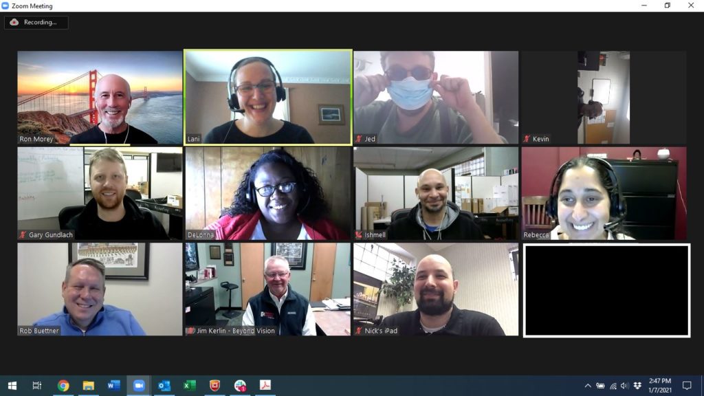Zoom meeting with Twelve employees who finished a Fundamentals of Leadership course that focused on Servant Leadership.