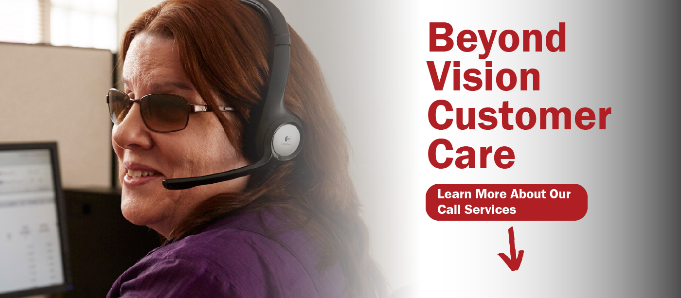 Beyond Vision employee smiling while wearing her call headset