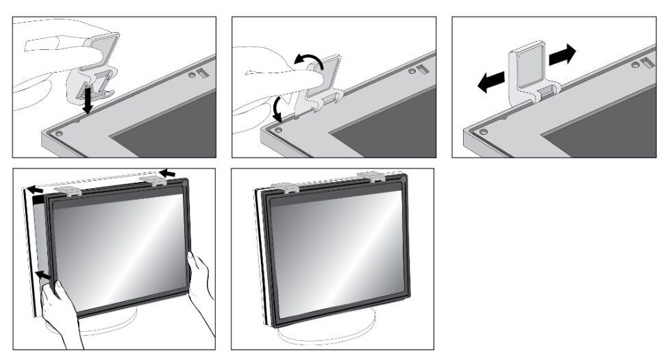 step-by-step photos of how to attach hanger arms.