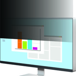 Privacy filter being placed onto a monitor