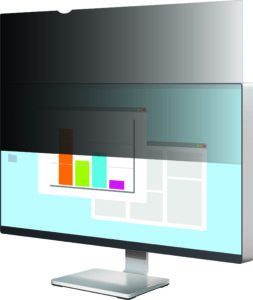 Privacy filter being placed onto a monitor