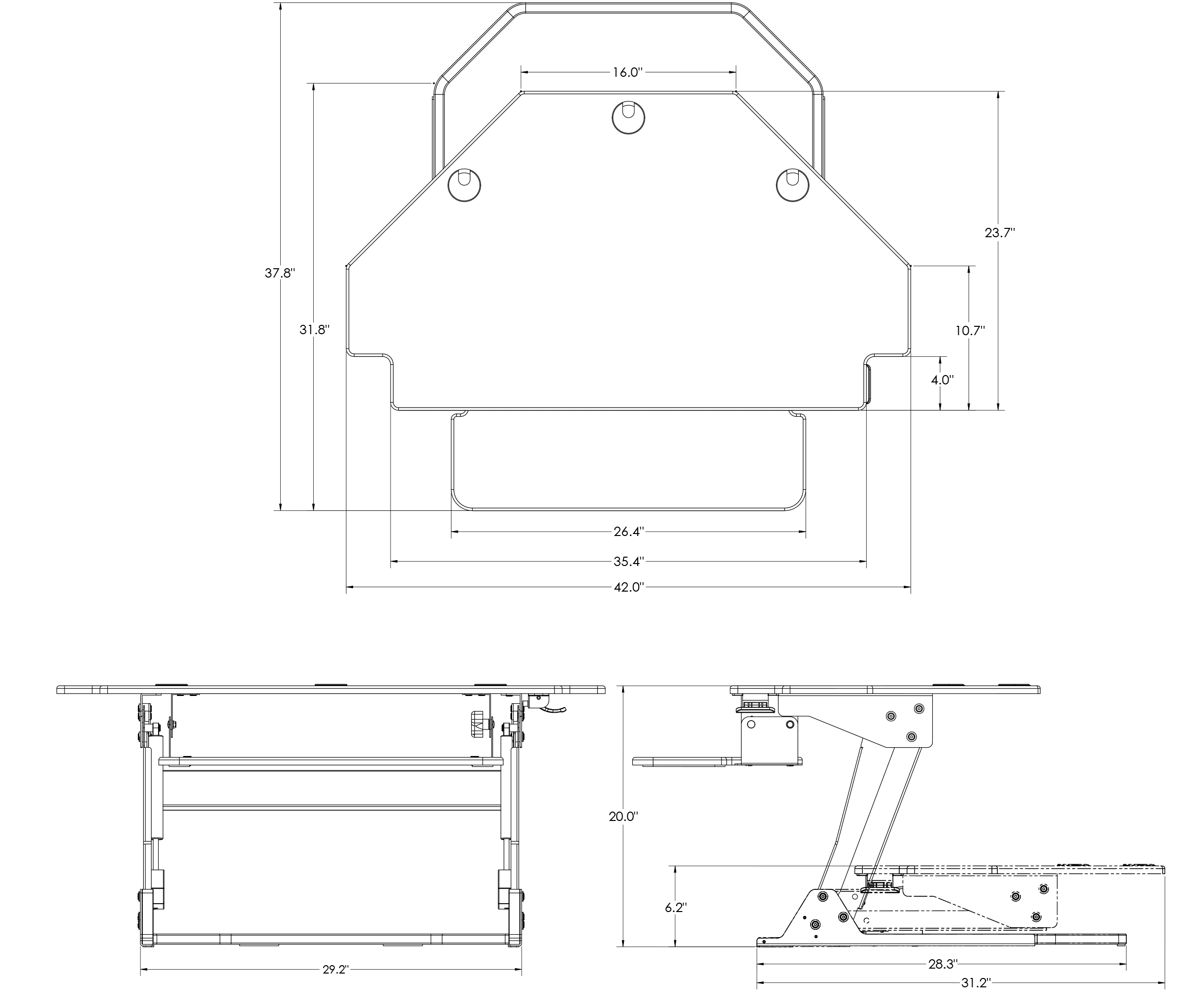 corner sit stand measurements