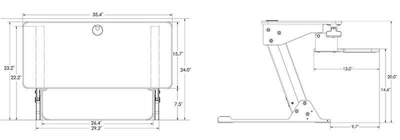 SKILCRAFT Desktop Sit-Stand Workstation measurements